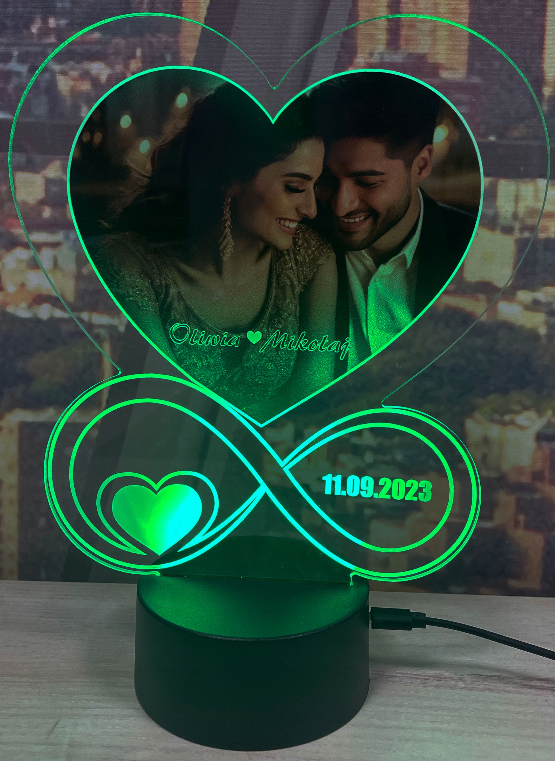 Lampka Led ze zdjęciem Imiona Data Serce Infinity Prezent na Walentynki Marka inna