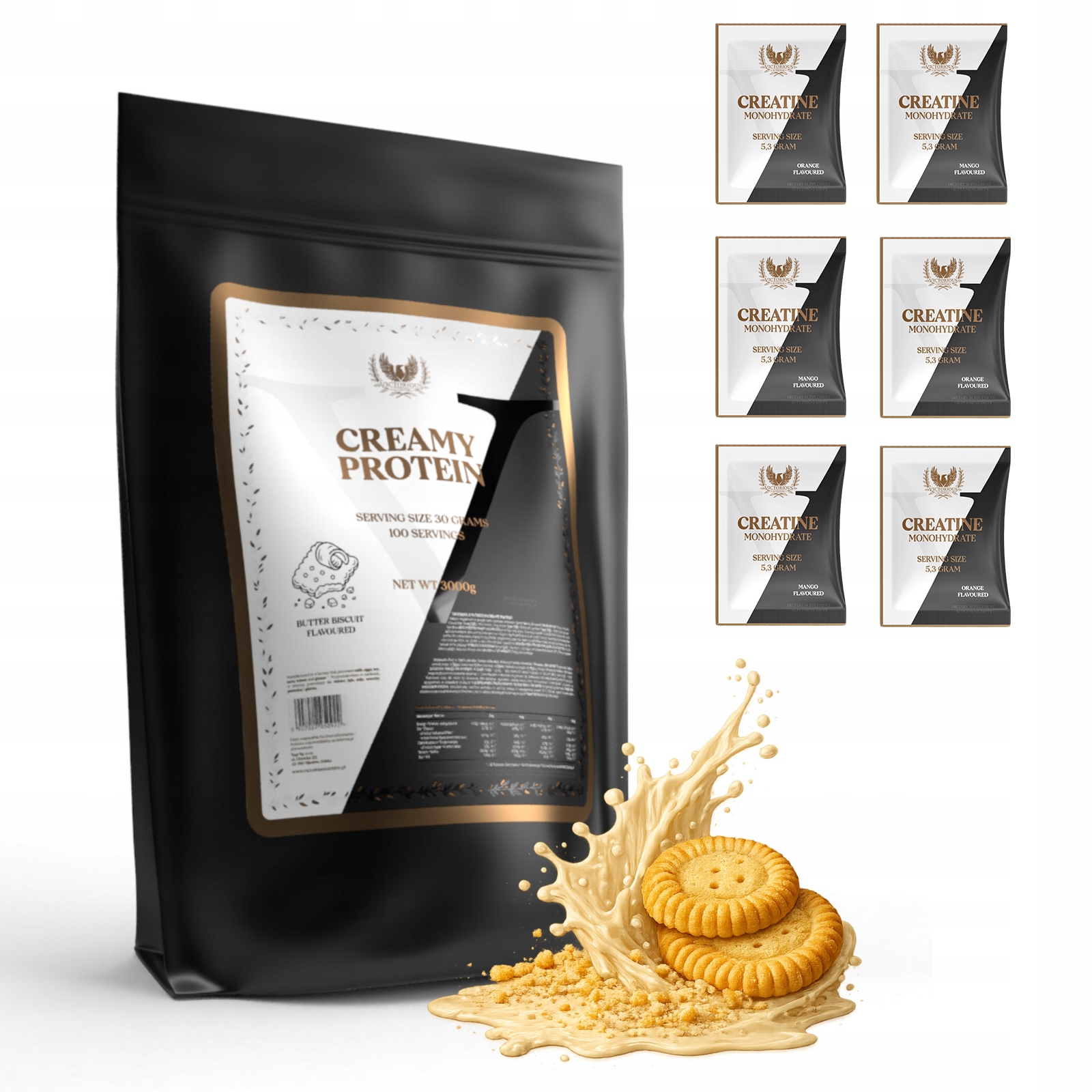 Victorious Creamy Whey Protein 3000g Complex Wpc Protein 3kg Sušenky