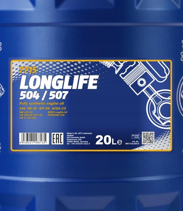 OLEJ 5W-30 MANNOL 20L OEM VW/AUDI 507.00/504.00 Rodzaj syntetyczne