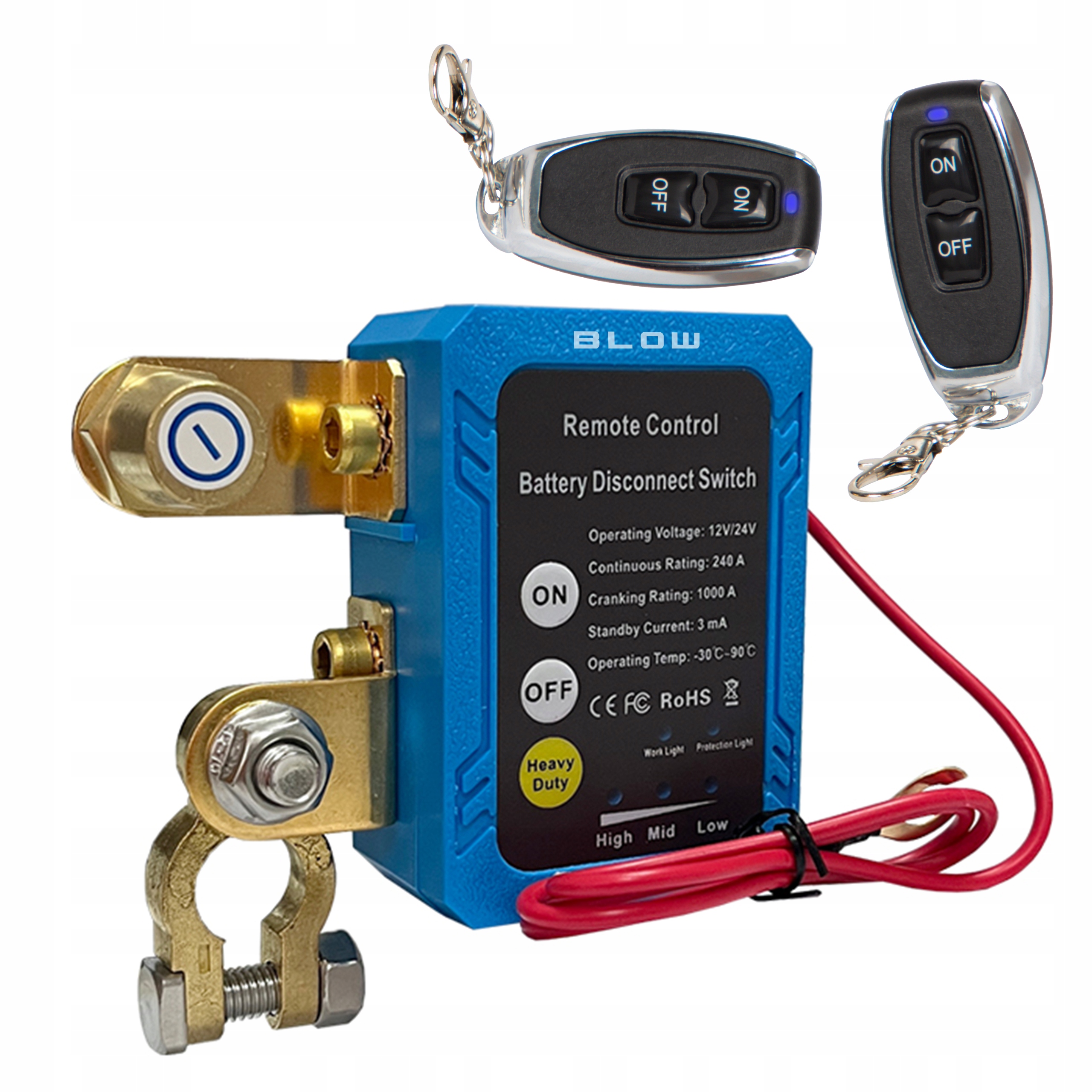 Vypínač Baterie Automatický Dálkový Odpojovač 2X Dálkové Ovládání 12V 240A Led