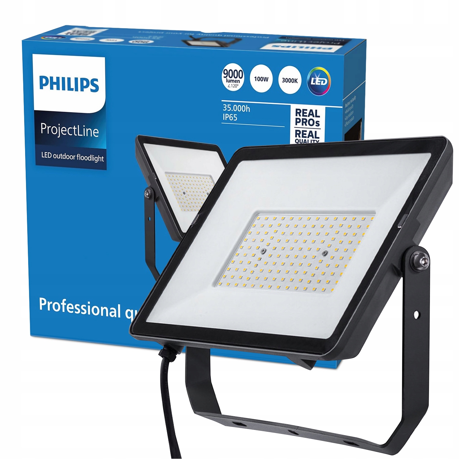 Led reflektor 100W 3000K IP65 Lampa Halogén Vonkajší reflektor Philips