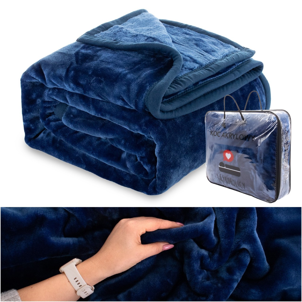 Hrubá deka 160x200 Akrylová hladká teplá Přehoz na postel Yasemin modrá