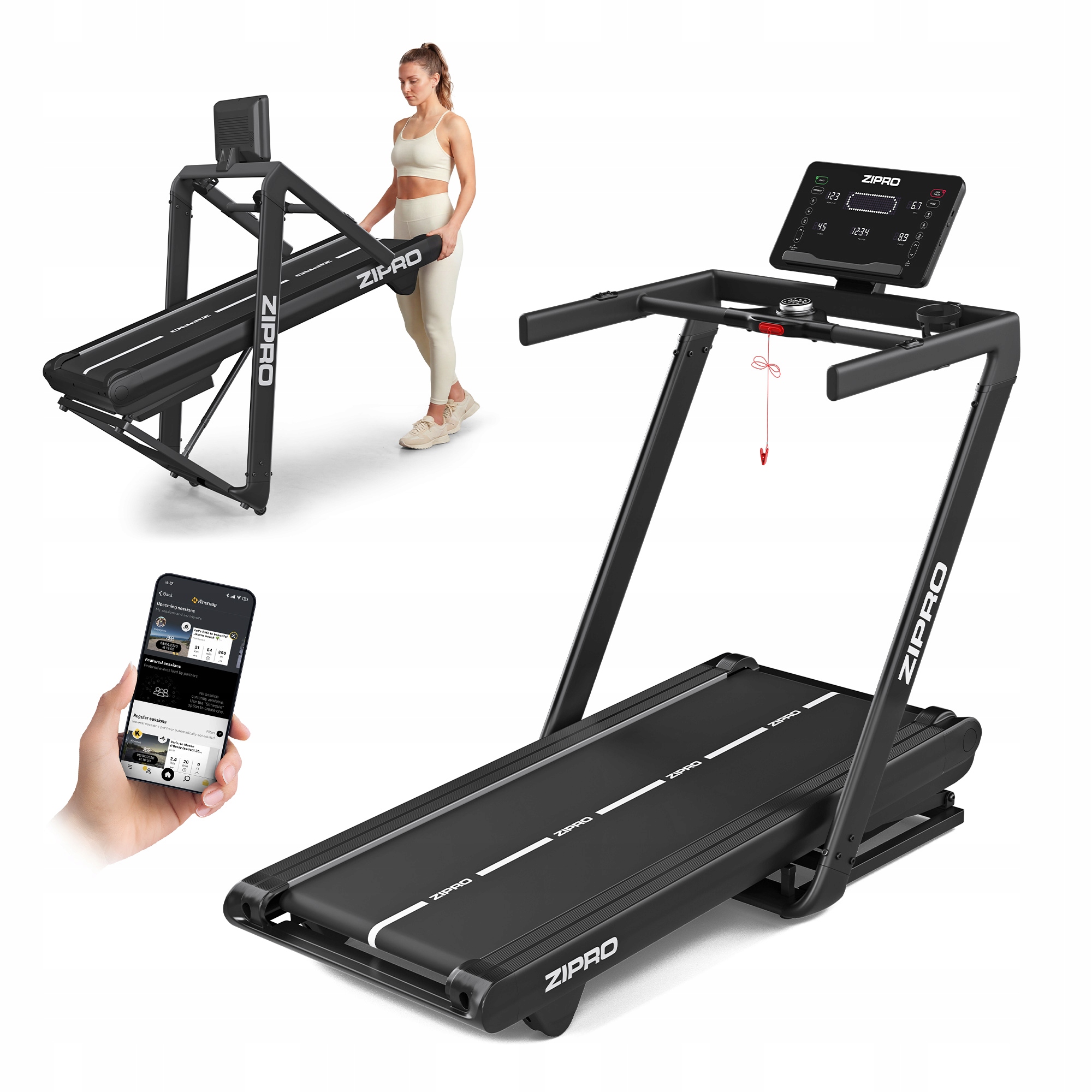 Bieżnia Domowa Elektryczna Składana Nachylenie Pasa Amortyzacja Zipro
