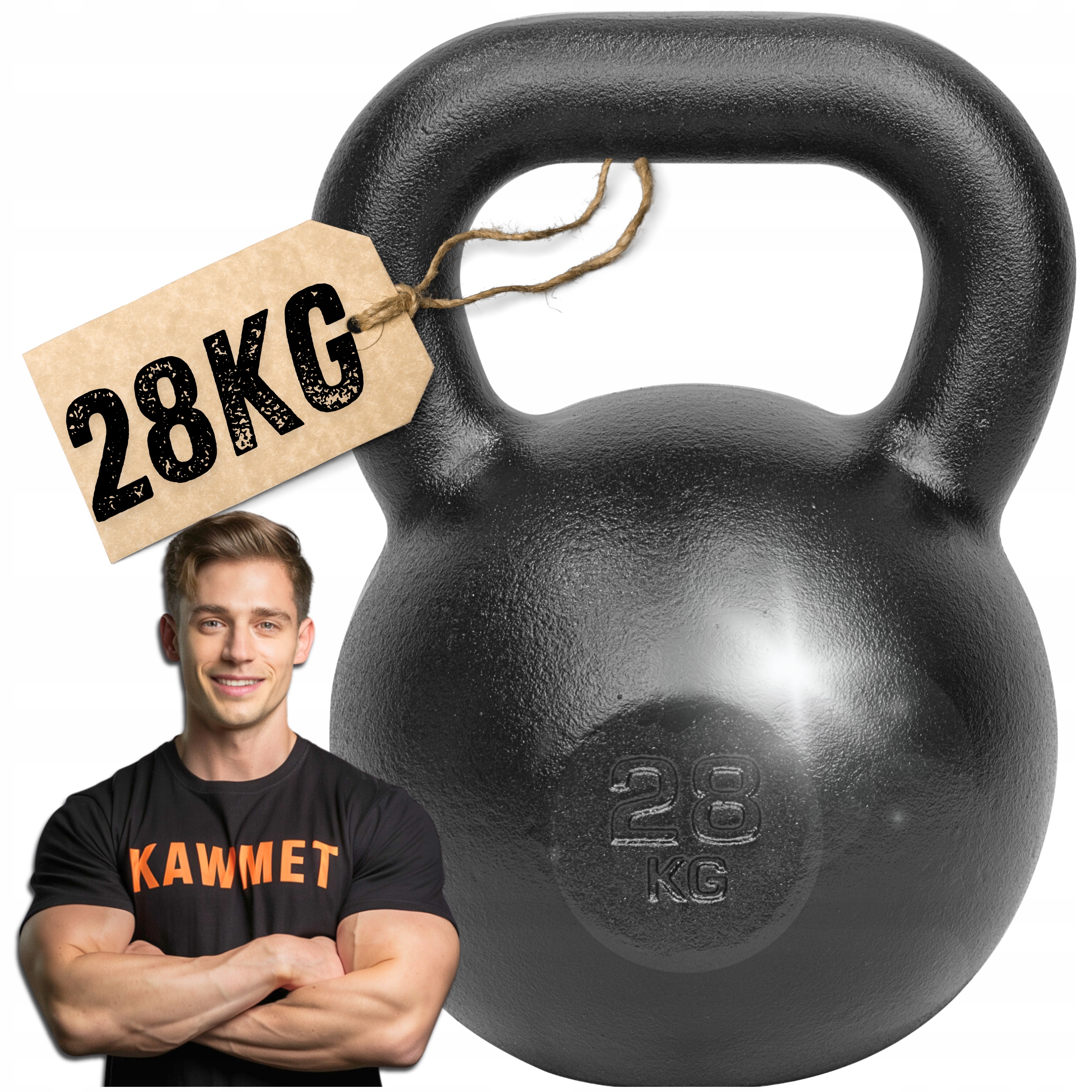 Kettlebell żeliwny 28kg kettle kula odważnik hantla ciężar do ćwiczeń fit