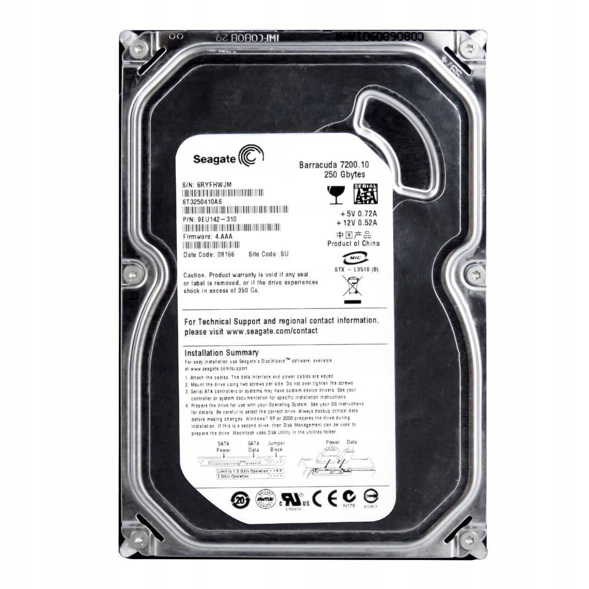 Seagate 250GB 7.2K 16MB Sata II 3.5'' ST3250410AS