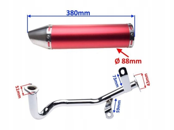 Wydech sportowy do skutera 50 silnik 4T GY6 Tuning Producent inny