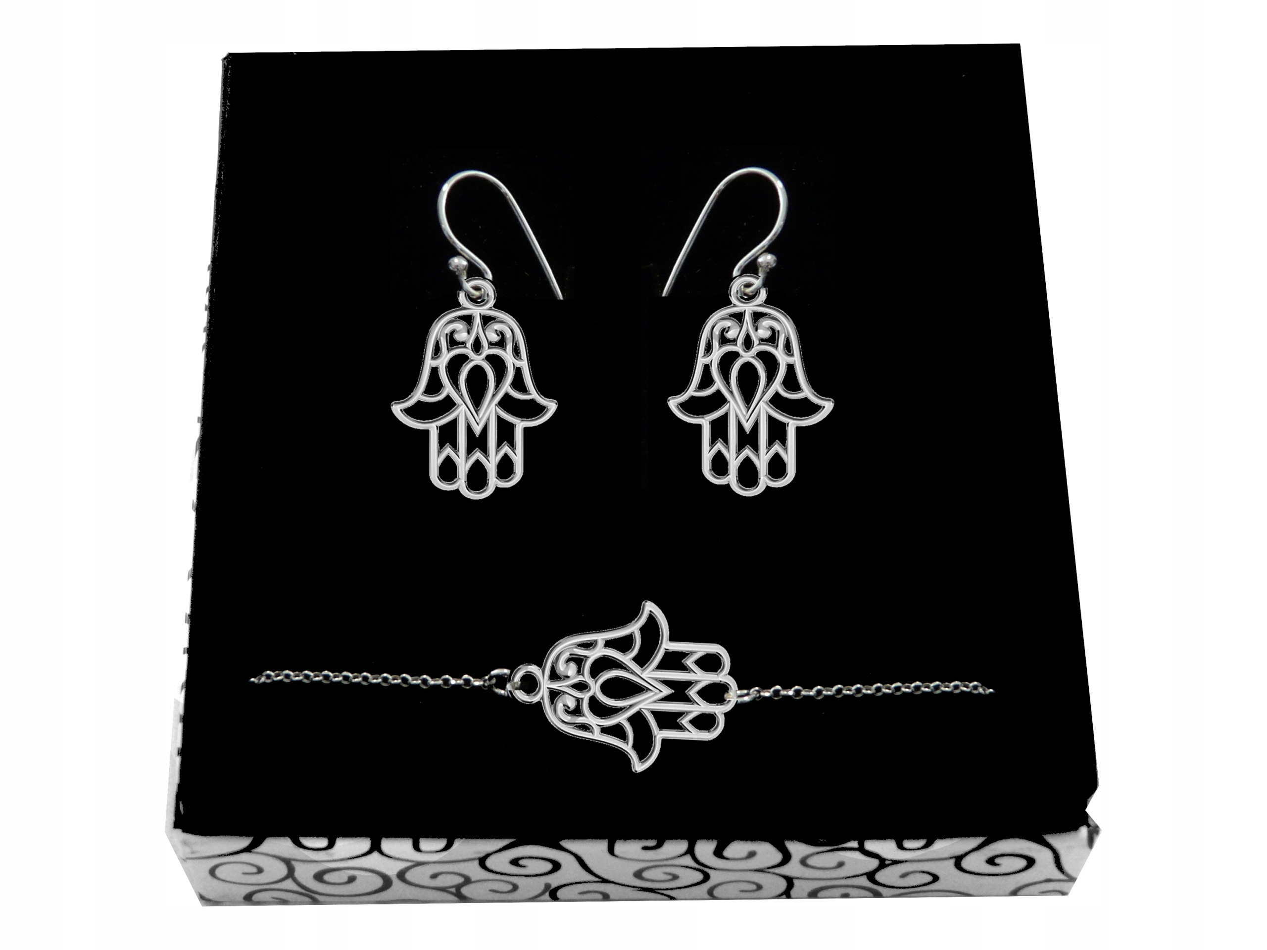 

Srebrny Komplet Chamsa Ręka Dłoń Fatimy srebro 925