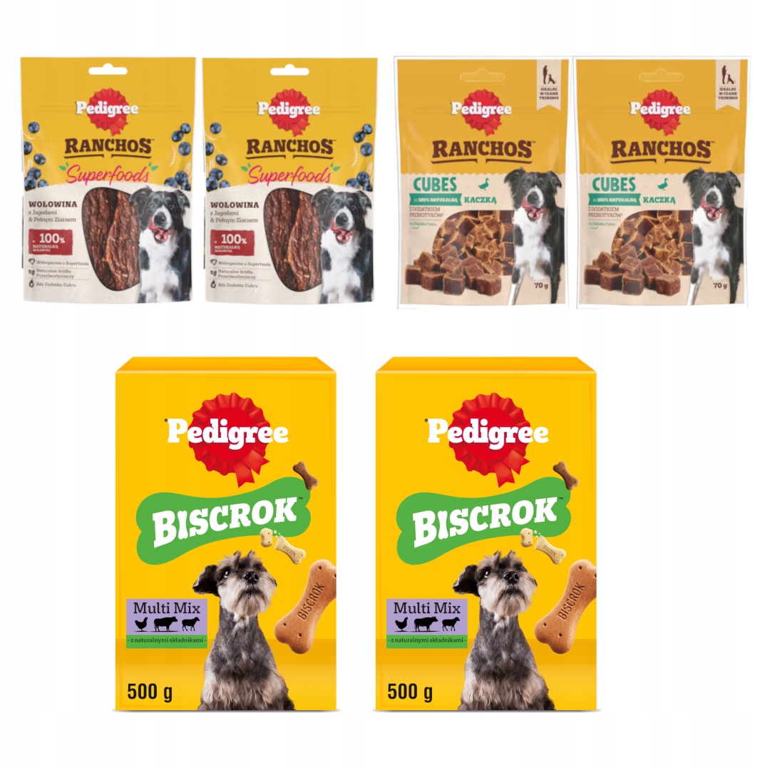 Levně Pedigree psí pamlsek Mix 2x500g Biscrok 2x70g Superfoods 2x70g Cubes