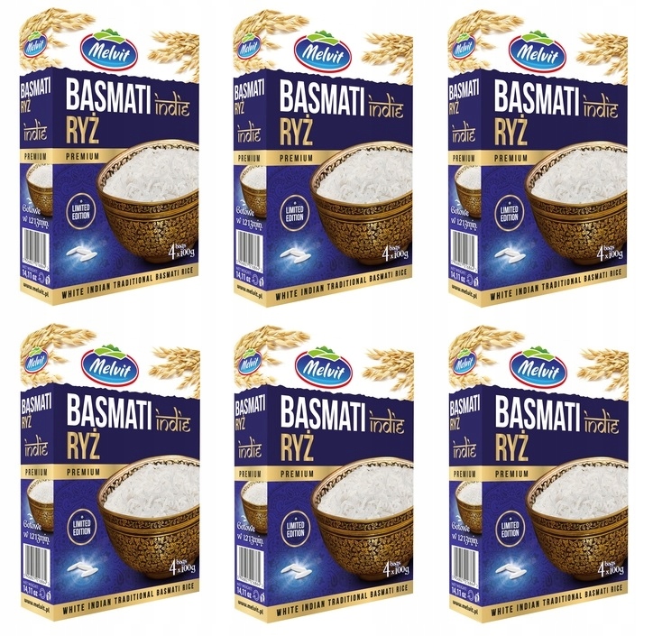 6x 400g Melvit Ryż Basmati Indie (4x 100g) Karton