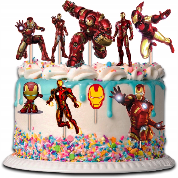 TOPPER IRON-MAN NA TORT BABECZKI POSTACI 9 sztuk