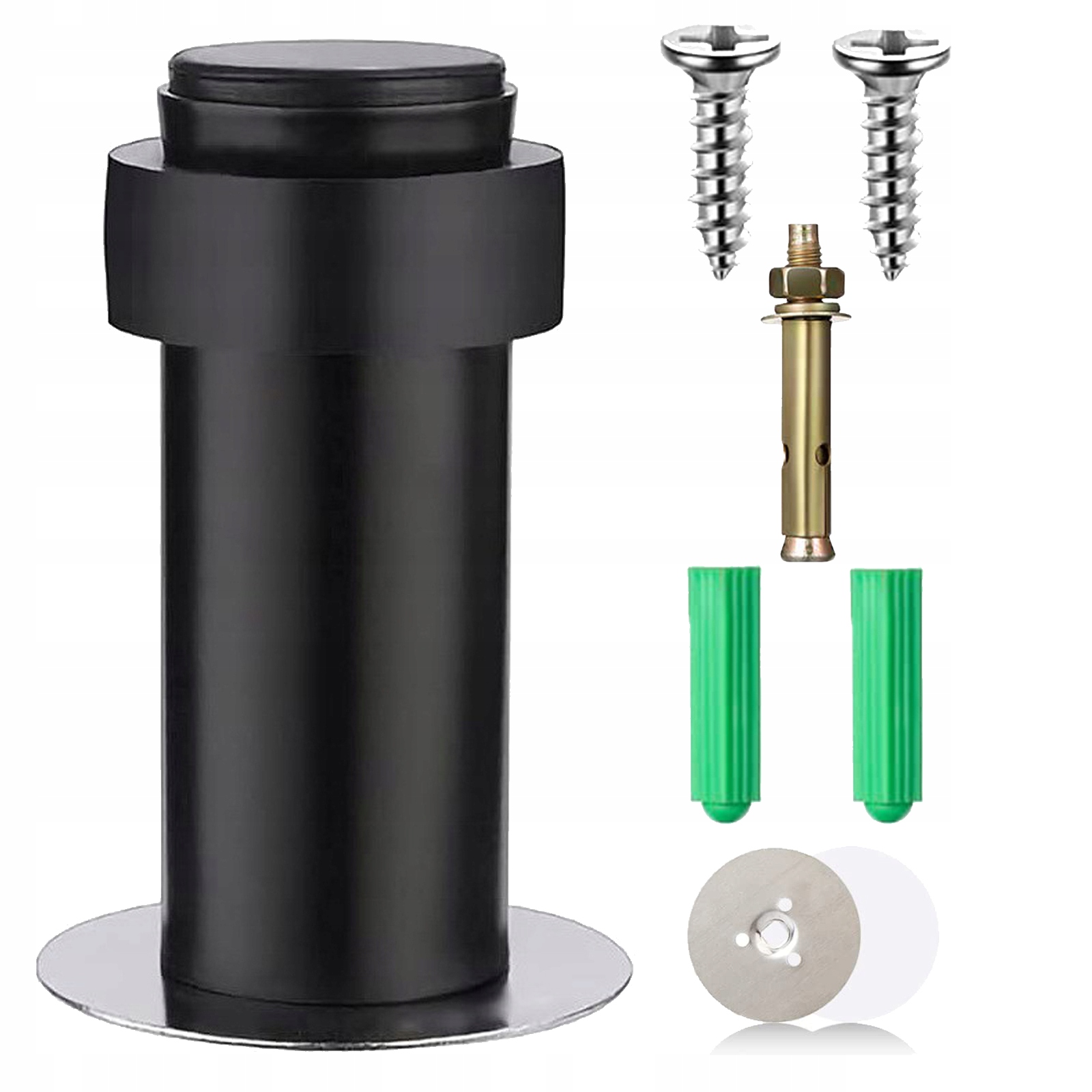 ODBOJNIK ODBÓJ BLOKADA ZEWNĘTRZNY DO DRZWI WALEC PREMIUM PEŁNY CZARNY 80 mm