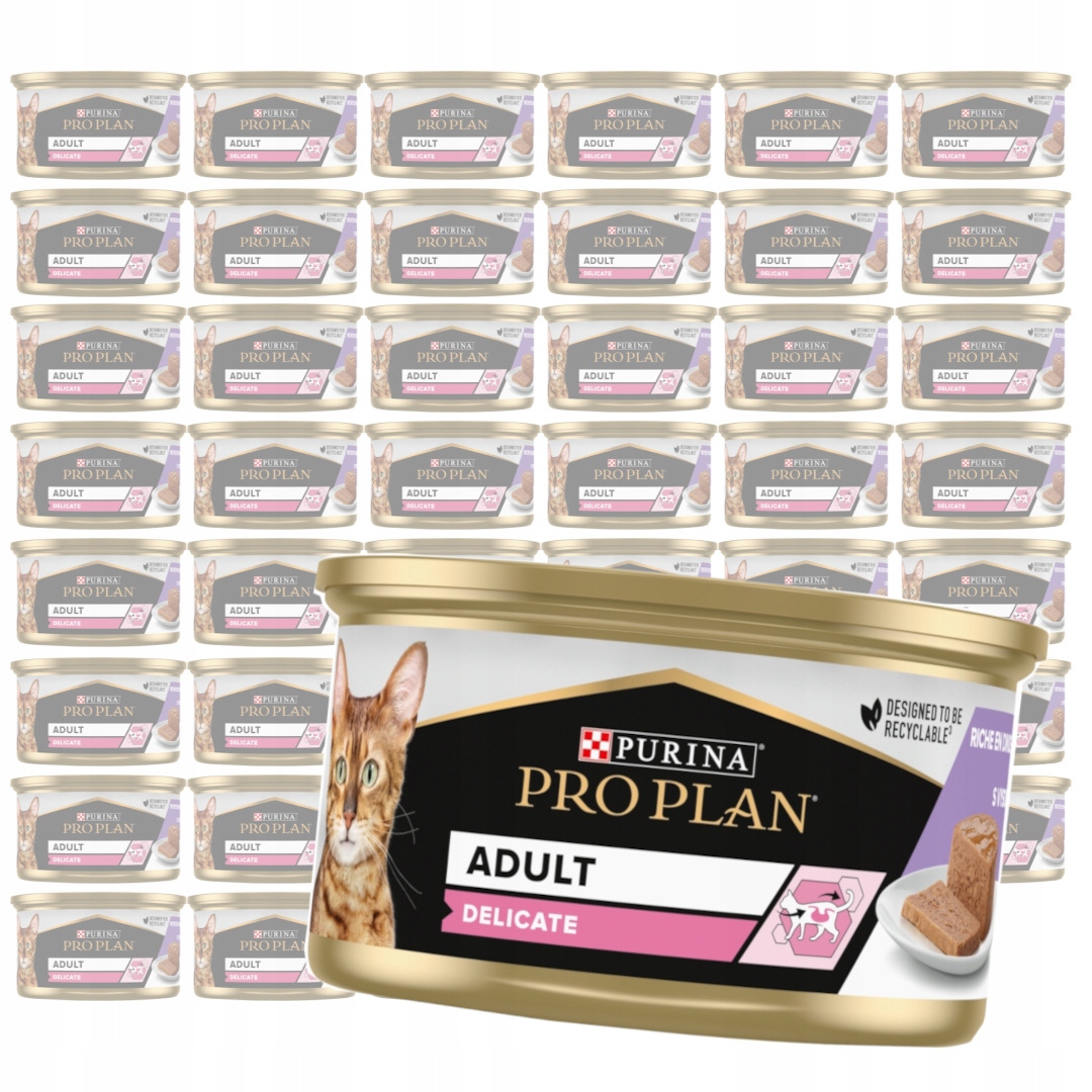 Purina Pro Plan Adult Delicate 48x85g Mokré Krmivo Pro Kočky Pěna s krůtím masem