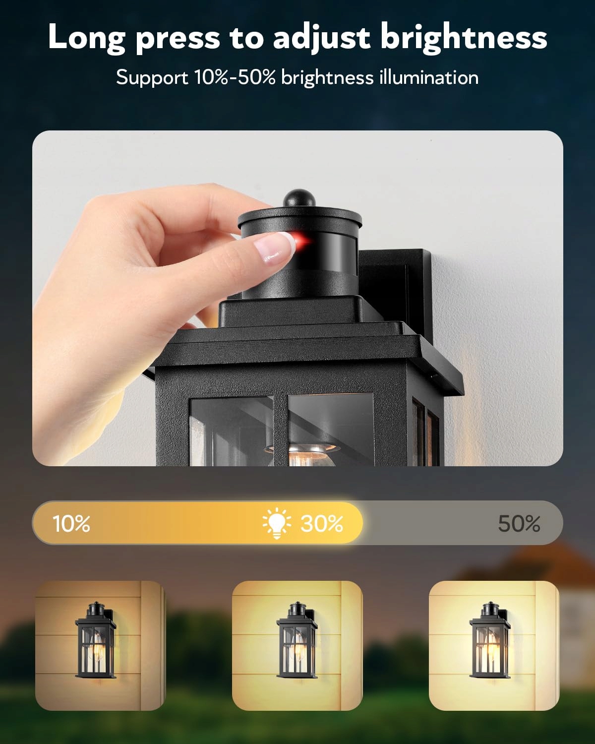 OPAXIS Czujnik Ruchu Zewnętrzna Lampa Ścienna Aluminiowa Wodoodporna — miniatura 4