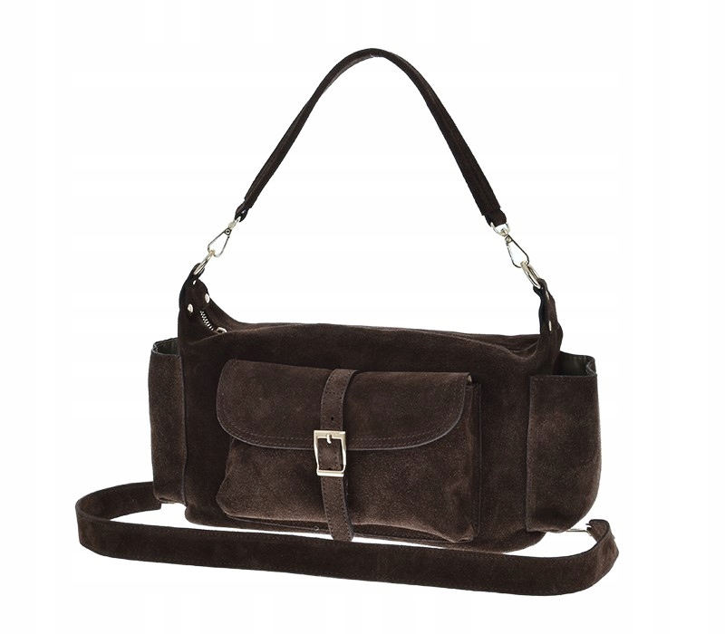 Laura Biaggi shopper kabelka, kabelka přes rameno kabelka, semišová kůže, hnědá čokoládová