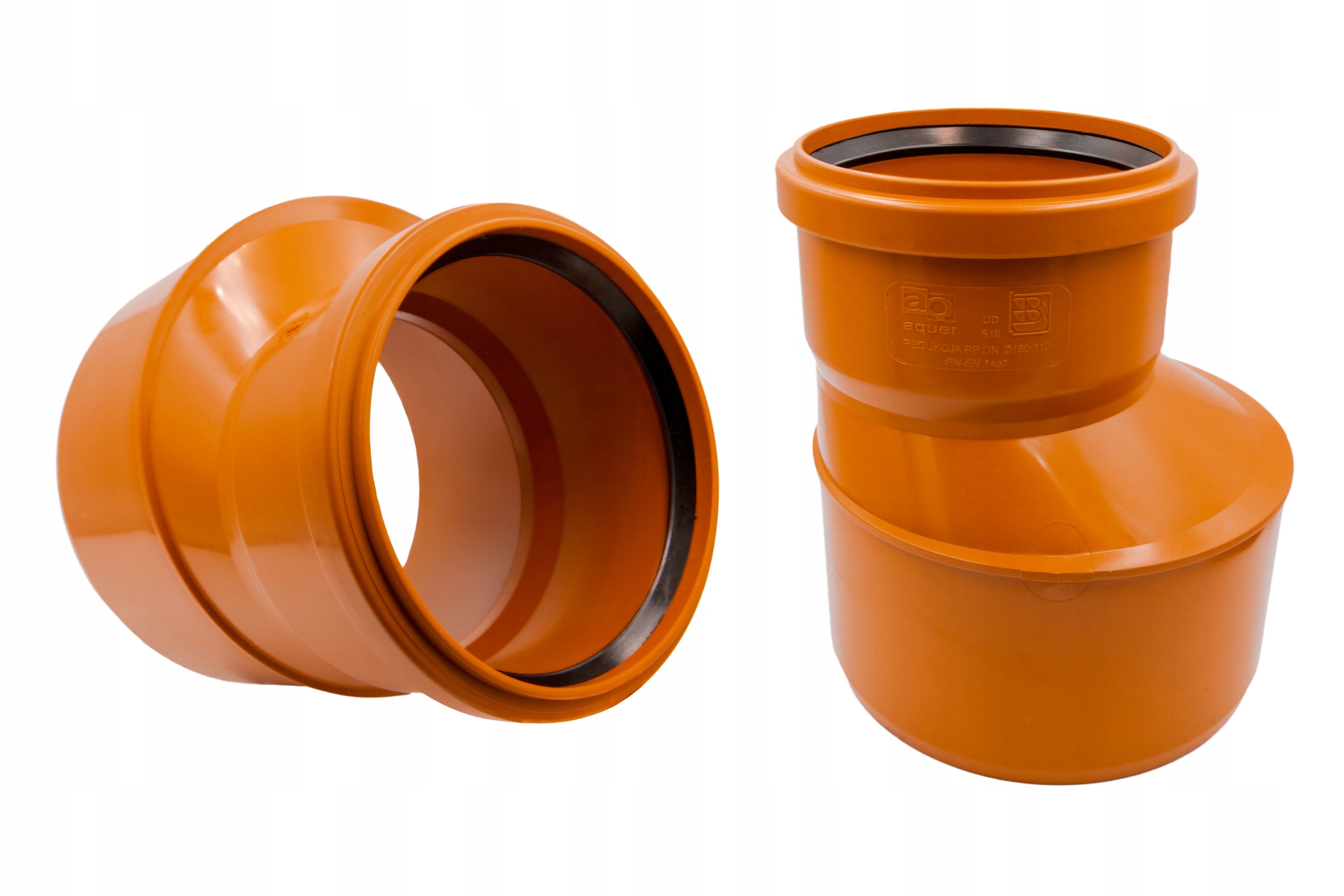 REDUKCJA RURY Kanalizacja zewnętrzna fi 200/160 pomarańczowa AQUER Kod producenta RPP200/160
