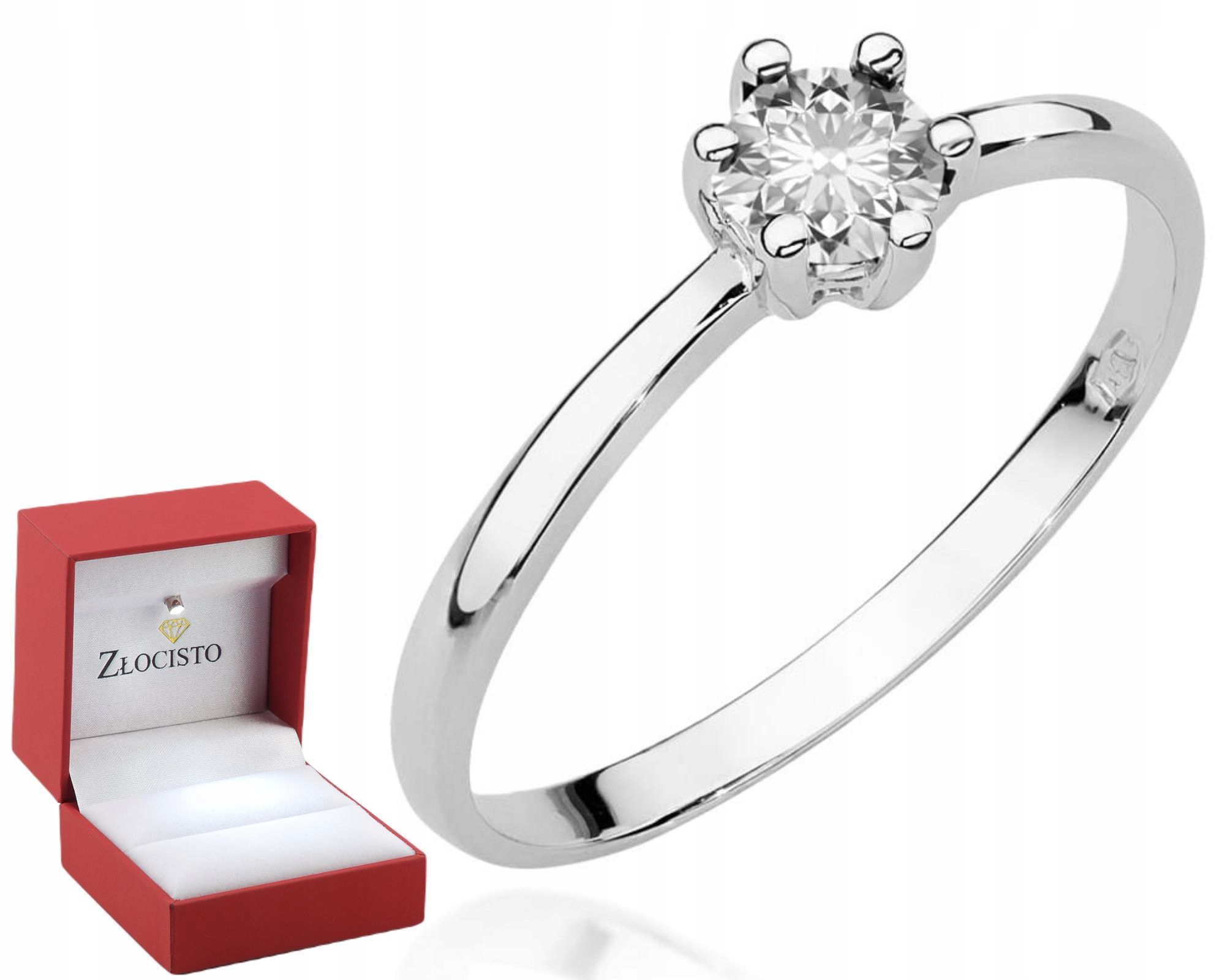 Bílý Zlatý Prstýnek S Briliantem Gravírování 585 Bonus Dárek