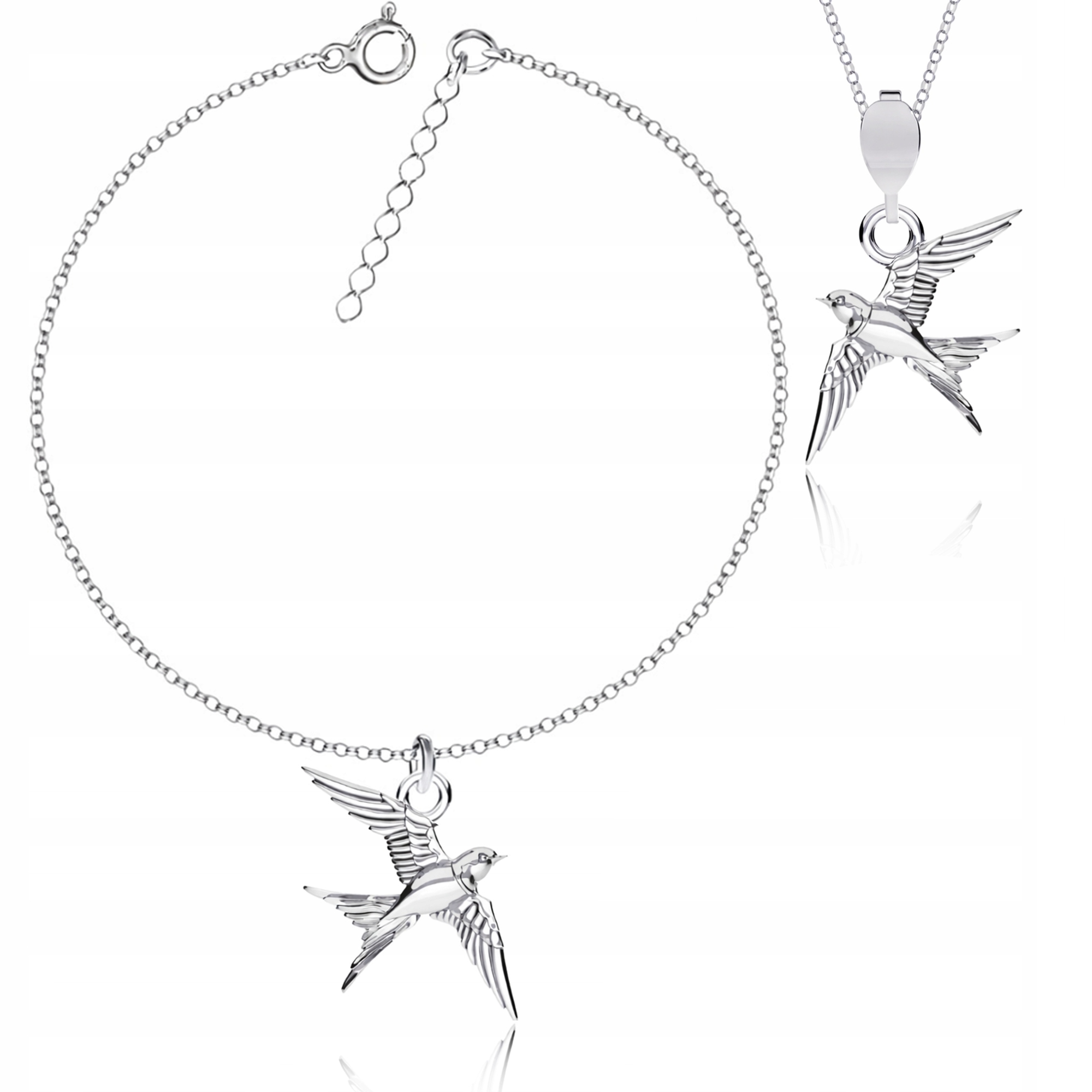 Sada stříbrných šperků Pták Vlaštovka Stříbro ryzost 925
