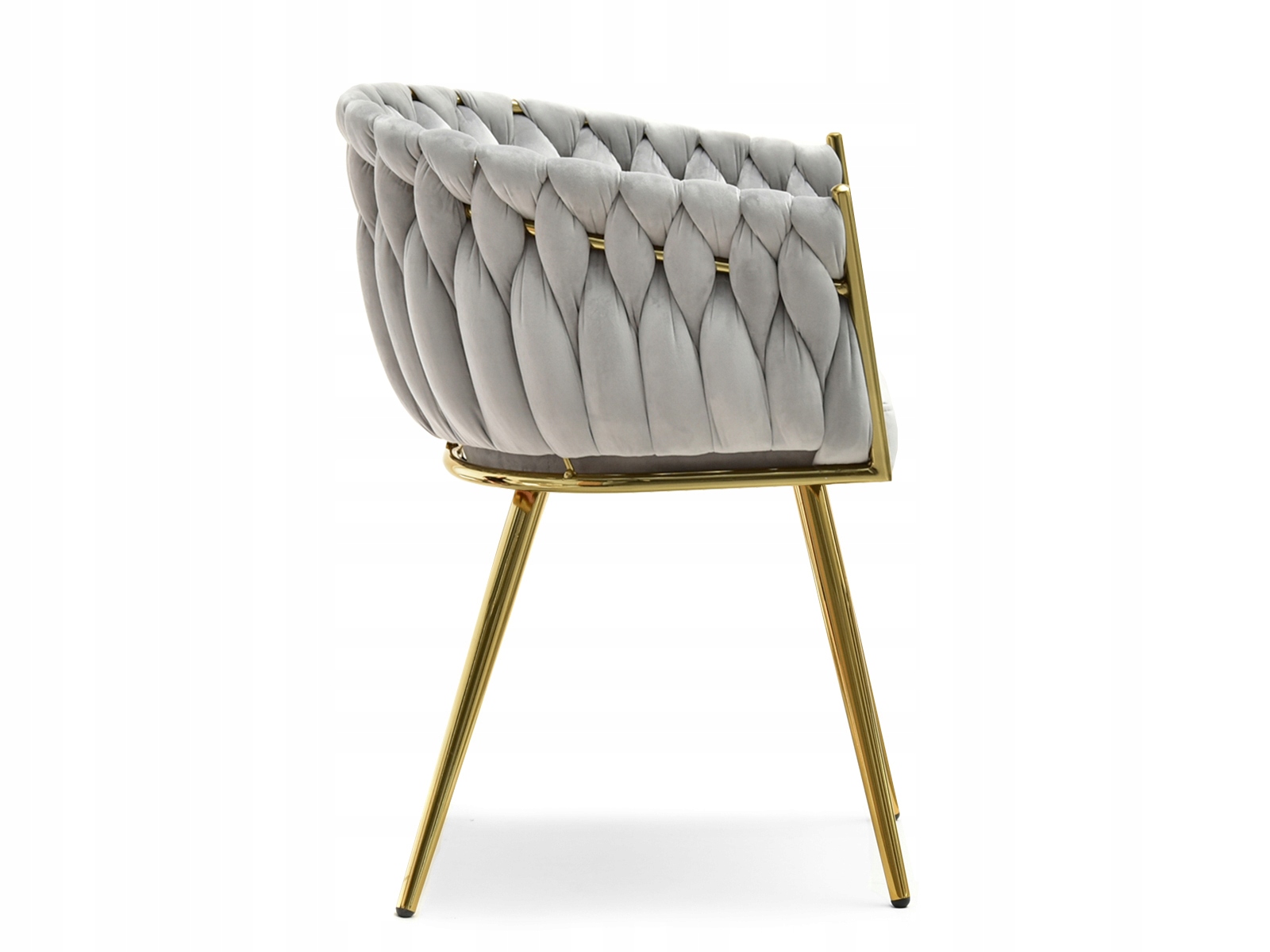 STYLOWY FOTEL Z PLECIONYM WELUREM ROSA SZARY ZŁOTY Głębokość siedziska 42 cm