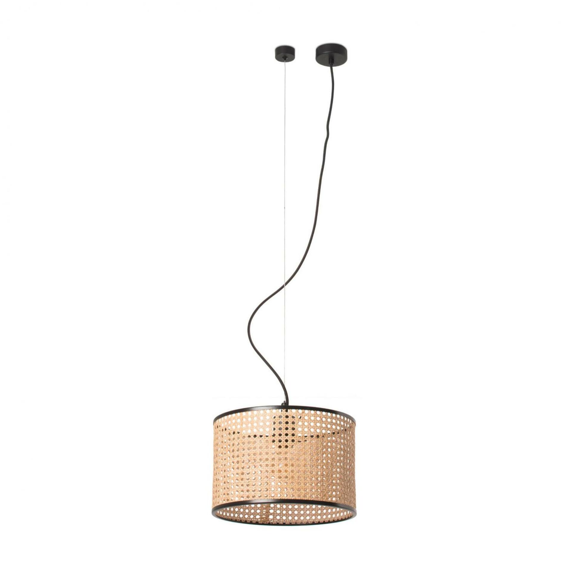 Závesné svietidlo Faro Mambo čierna/ratan priemer 32 cm E27 IP20