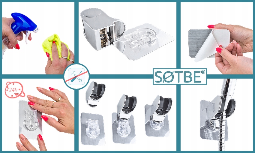 Uchwyt do prysznica regulowany samoprzylepny chrom Marka Sotbe