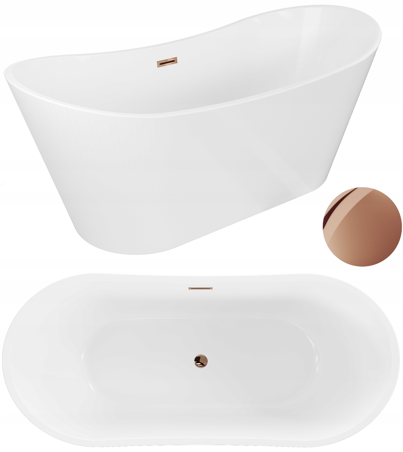 Mexen Montana Wanna Wolnostojąca Biała 170x80 Rose Gold