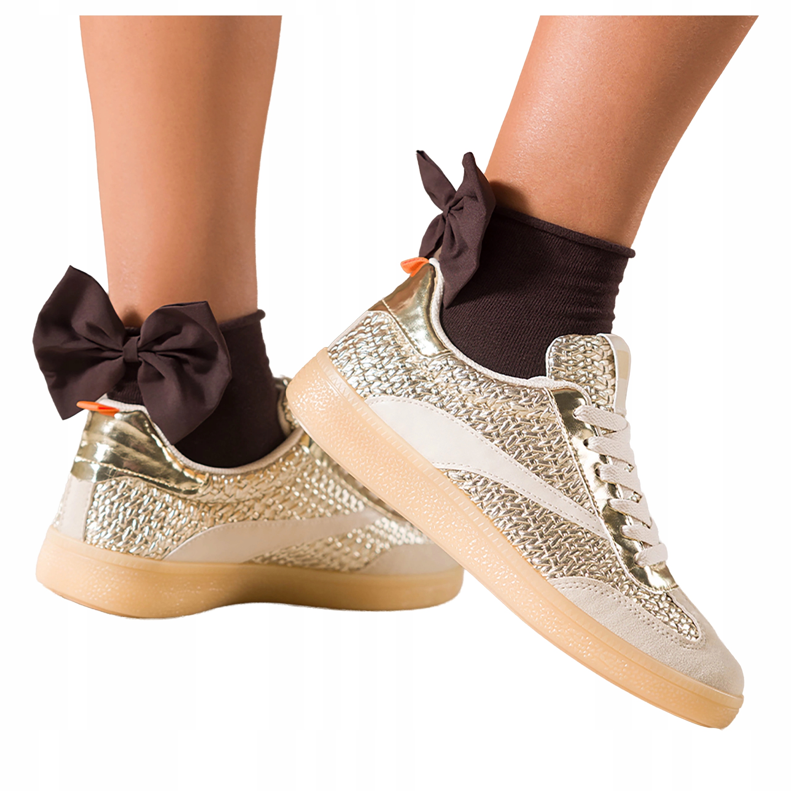 Zlaté Tenisky Dámské Pohodlné Efekt Výplety Šněrovací Sportovní vel. 38