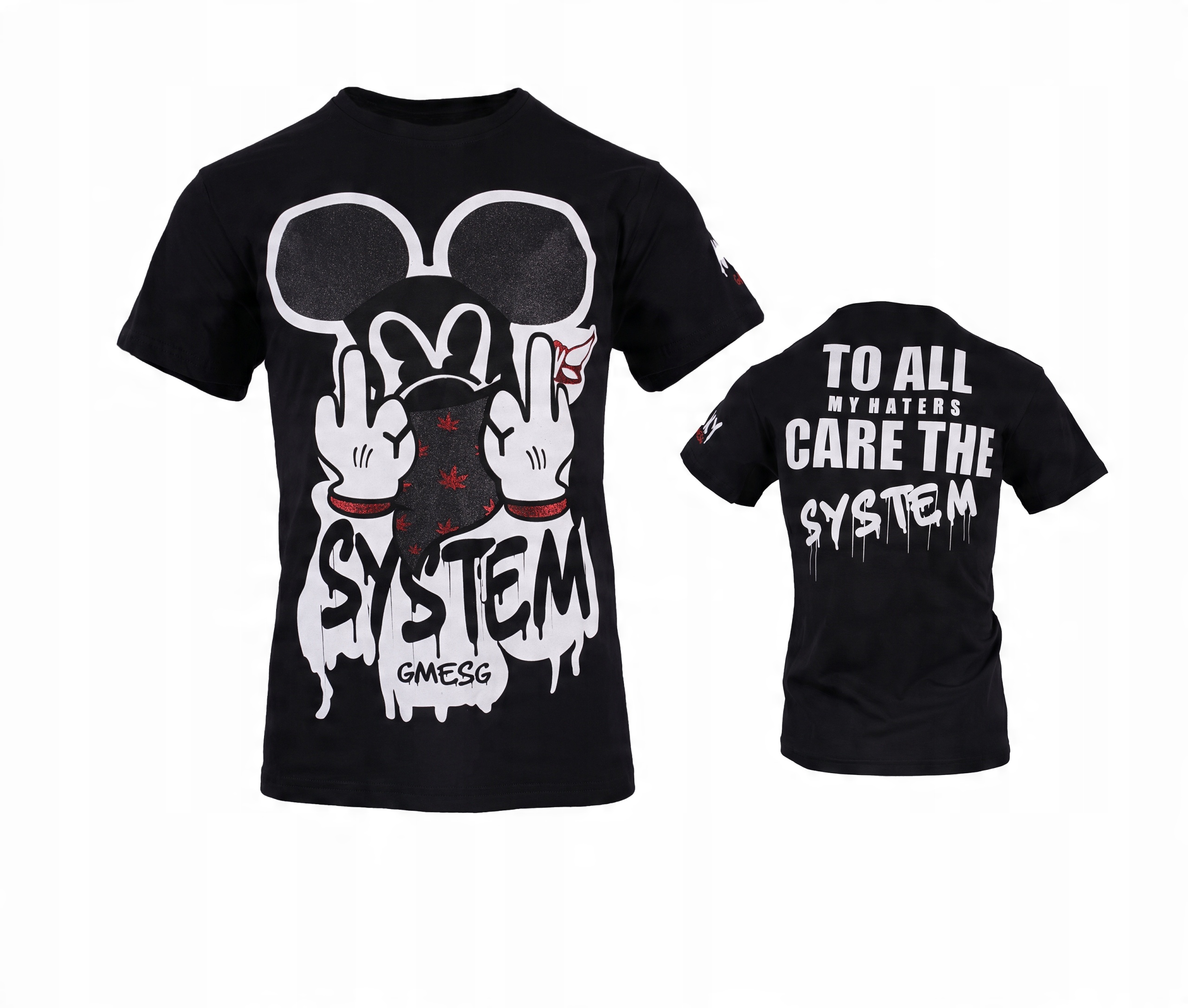 

T-shirt Czarny Koszulka Myszka Miki Fuck System L