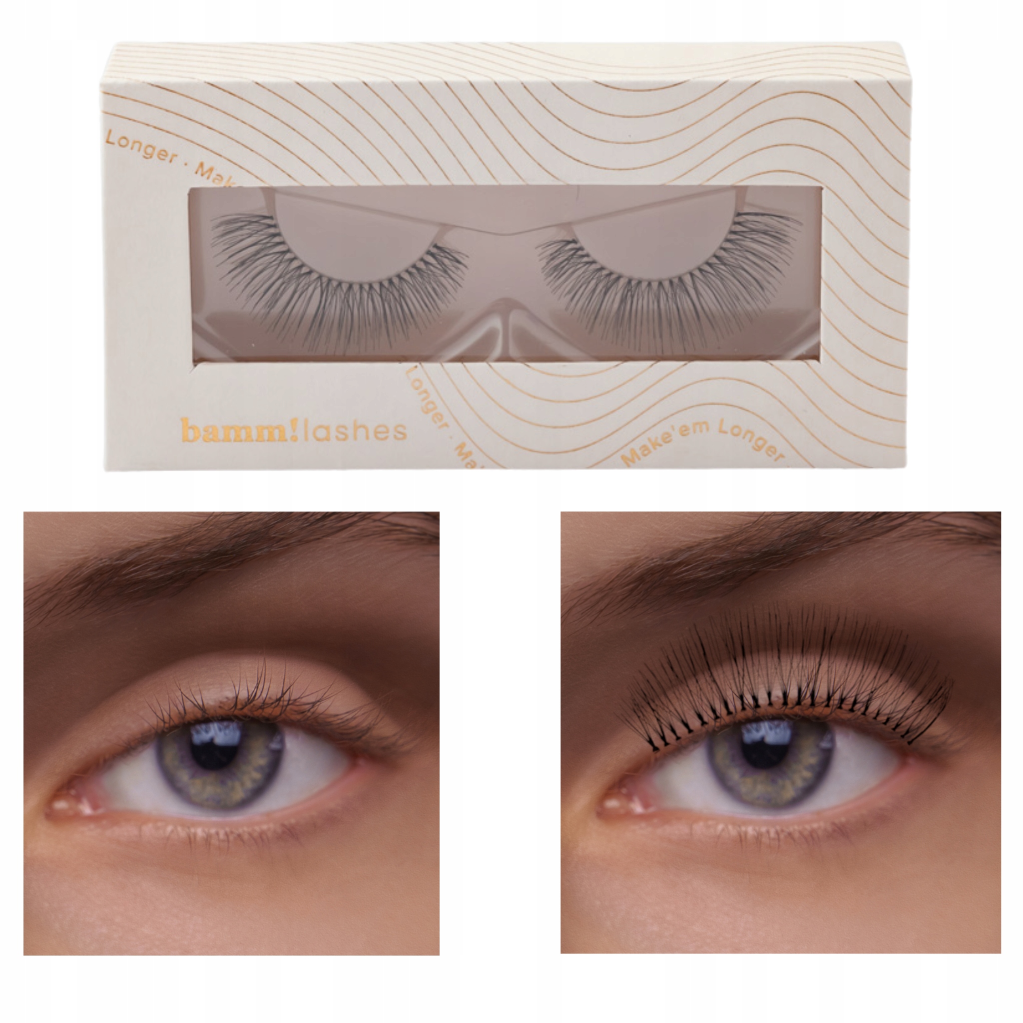 Umělé Řasy dlouhé, husté, lehké Bamm Lashes Make'em Longer na 2D pásku