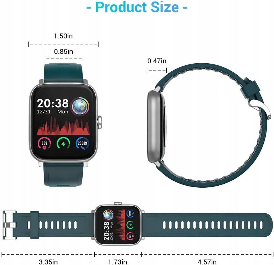 TagoBee TB16 Smartwatch OUTLET Kolor dominujący odcienie zieleni