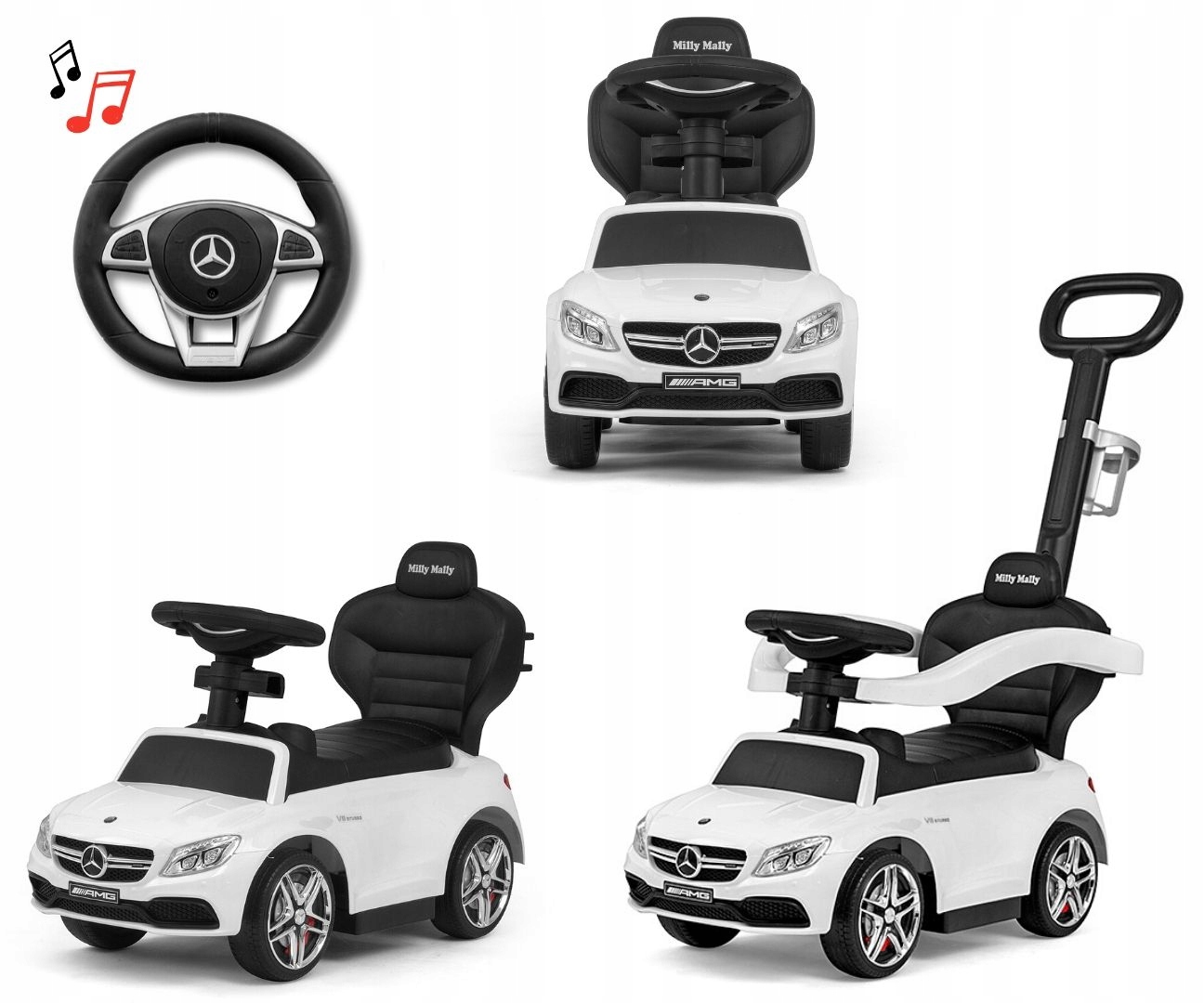 

Jeździk Mercedes Amg C63 Chodzik Pchacz Auto 4W1