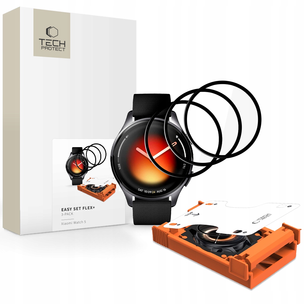 Szkło Hybrydowe Tech- Protect Easy Set Flex+ 3- Pack Xiaomi Watch 5 Black