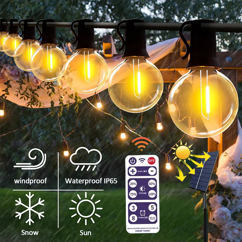 GIRLANDA SOLARNA LAMPKI OGRODOWA ŁAŃCUCH ŚWIETLNY 15M+50x ŻARÓWKI LED Marka bez marki