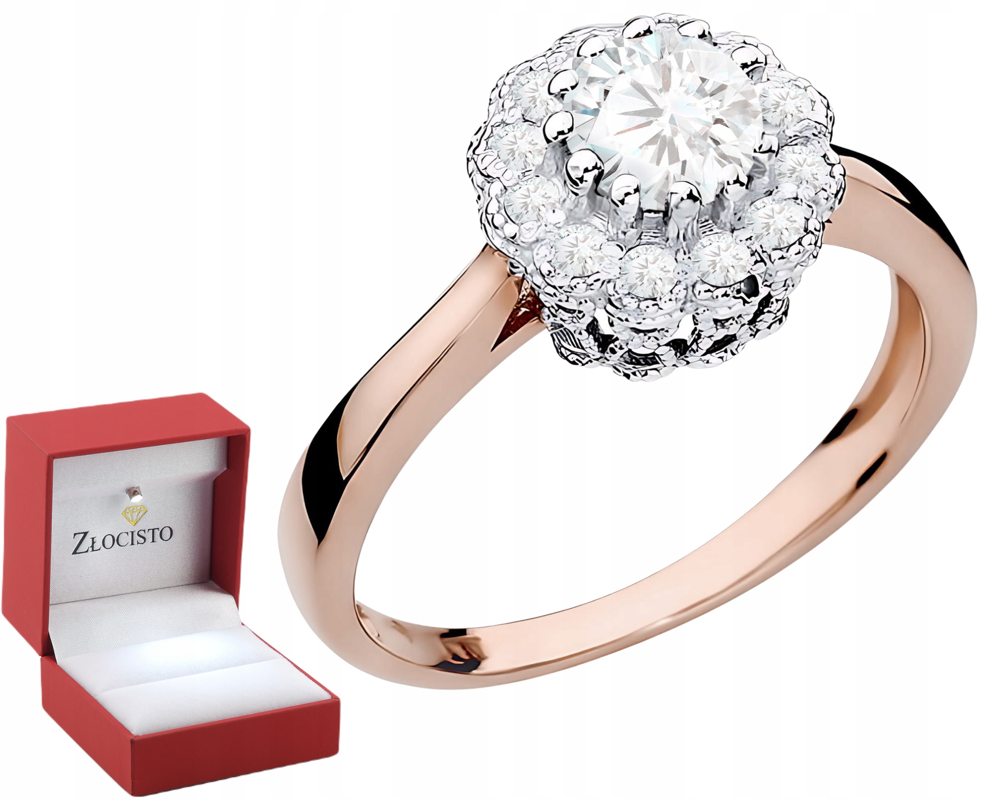 Růžový Zlatý Prstýnek S Laboratorními Diamanty Gravírování 585 Dárek