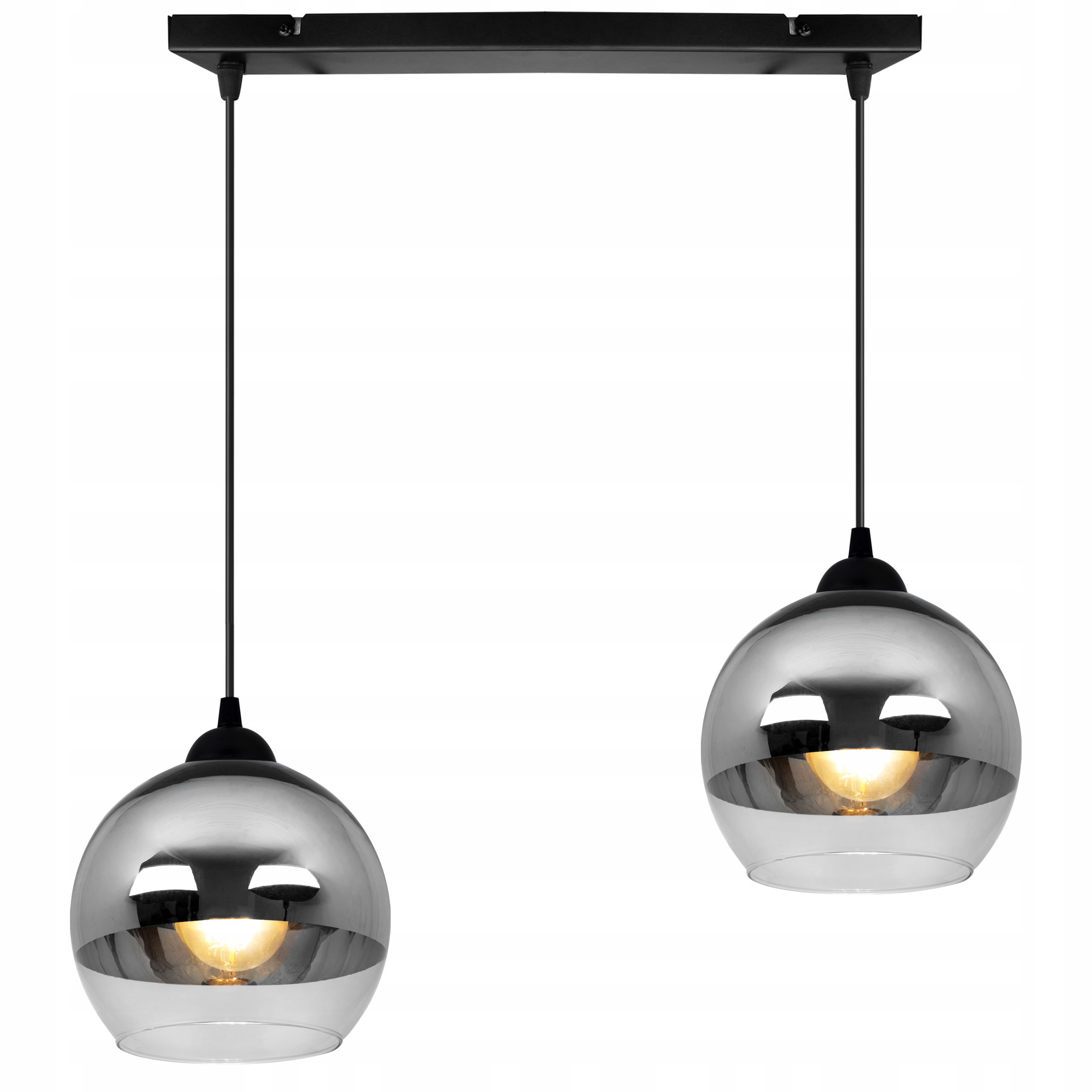 

Lampa Wisząca Szklany Klosz Chrom Nowoczesna Led