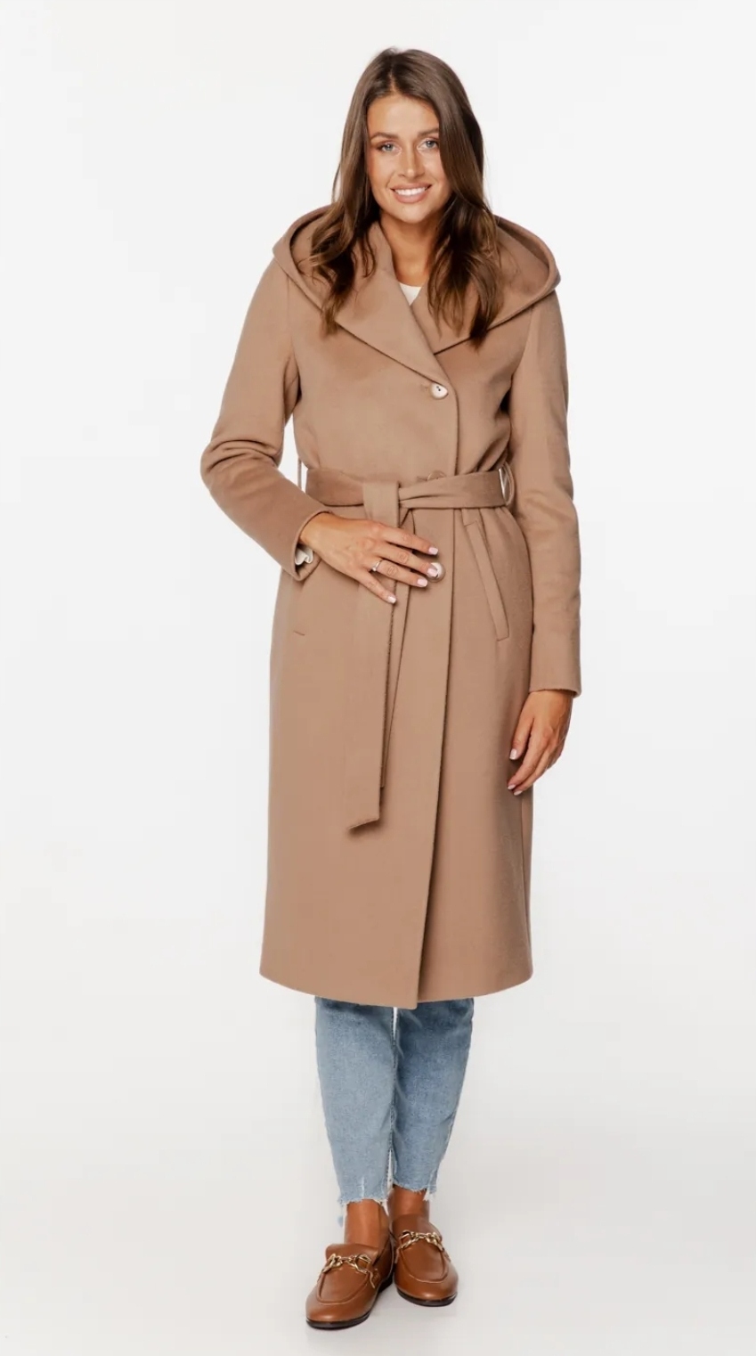 Passero dámský kabát na podzim a zimu klasický s kapucí Aga světlý camel r40