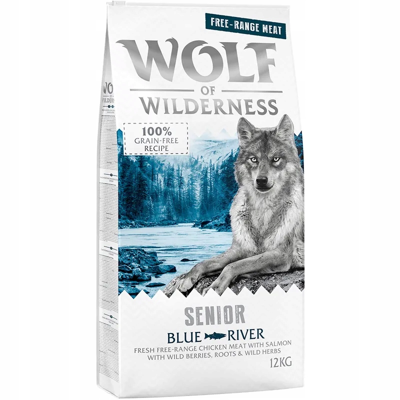 Wolf of Wilderness Senior „Blue River“, kuře a losos 12 kg