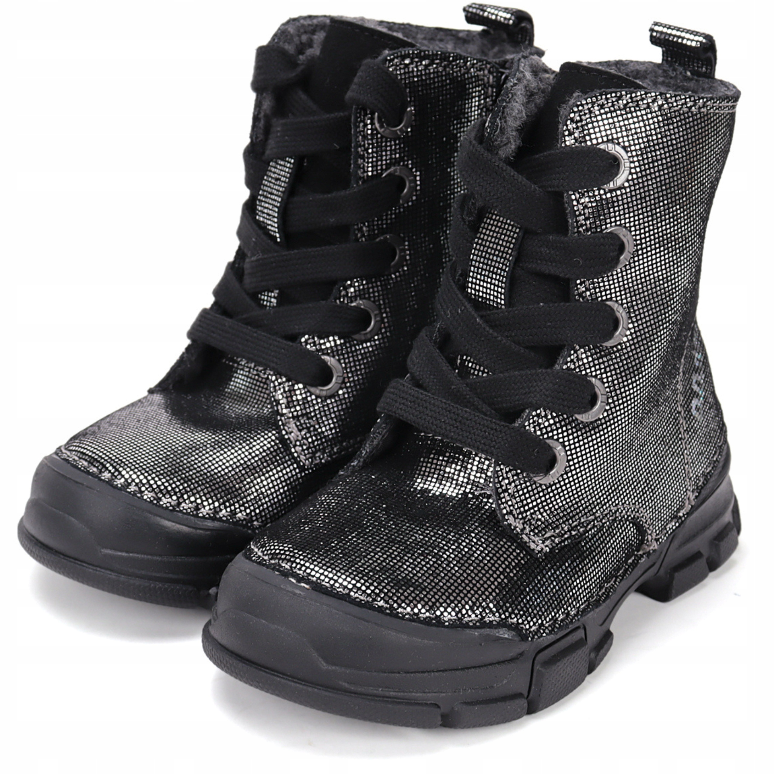 D.D Step W056-52335 Buty Zimowe Ocieplane Skórzane Na Suwak Silver R 33