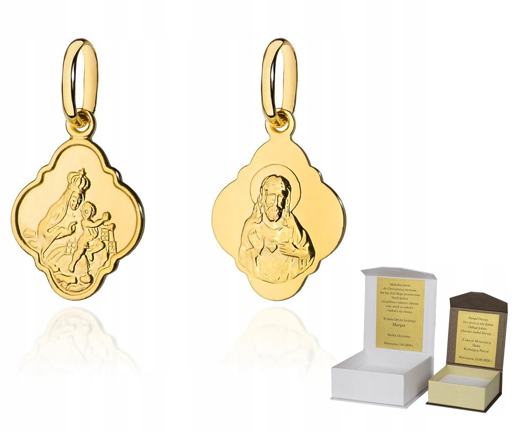 Zlatý Medailonek Škaplerz Křest Svaté Přijímání Zlato pr. 585 MZ4