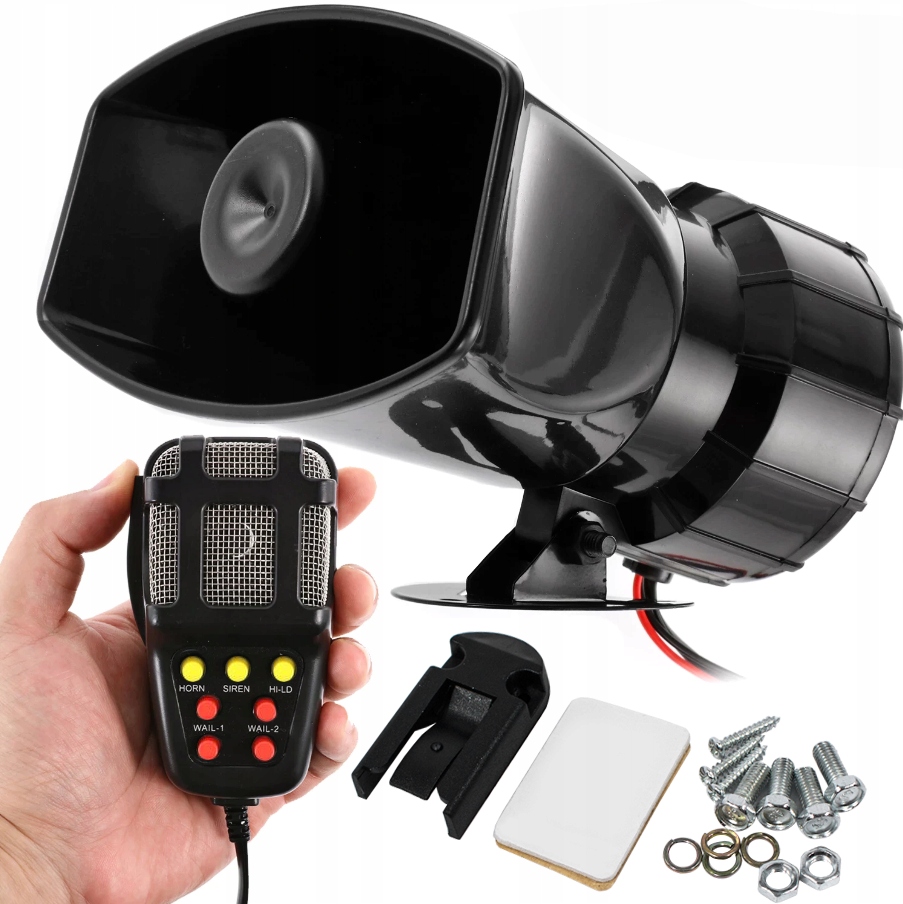 Syrena Elektroniczna POLICYJNA MEGAFON Alarm 7 Tonowa GŁOŚNA Fanfara 100W Numer katalogowy części 46240