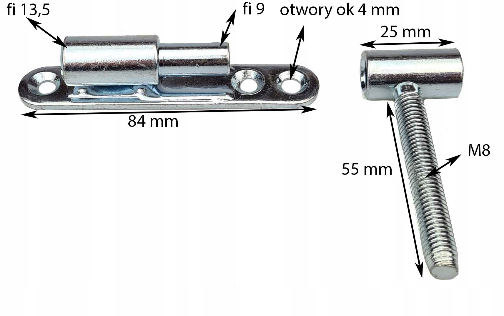 ZAWIAS DRZWIOWY PRZYKRĘCANO WKRĘCANY Z BLASZKĄ OCYNK SREBRNY Marka Marmex