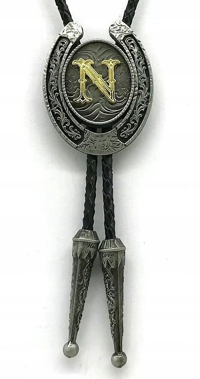 Kravata country western bolo podkova s iniciálou N norbert natalia norman