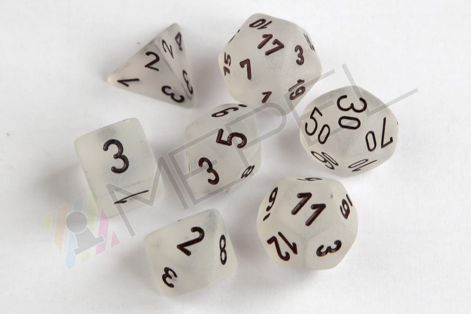 Kości Chessex zestaw 7 kostek Frosted Clear/black