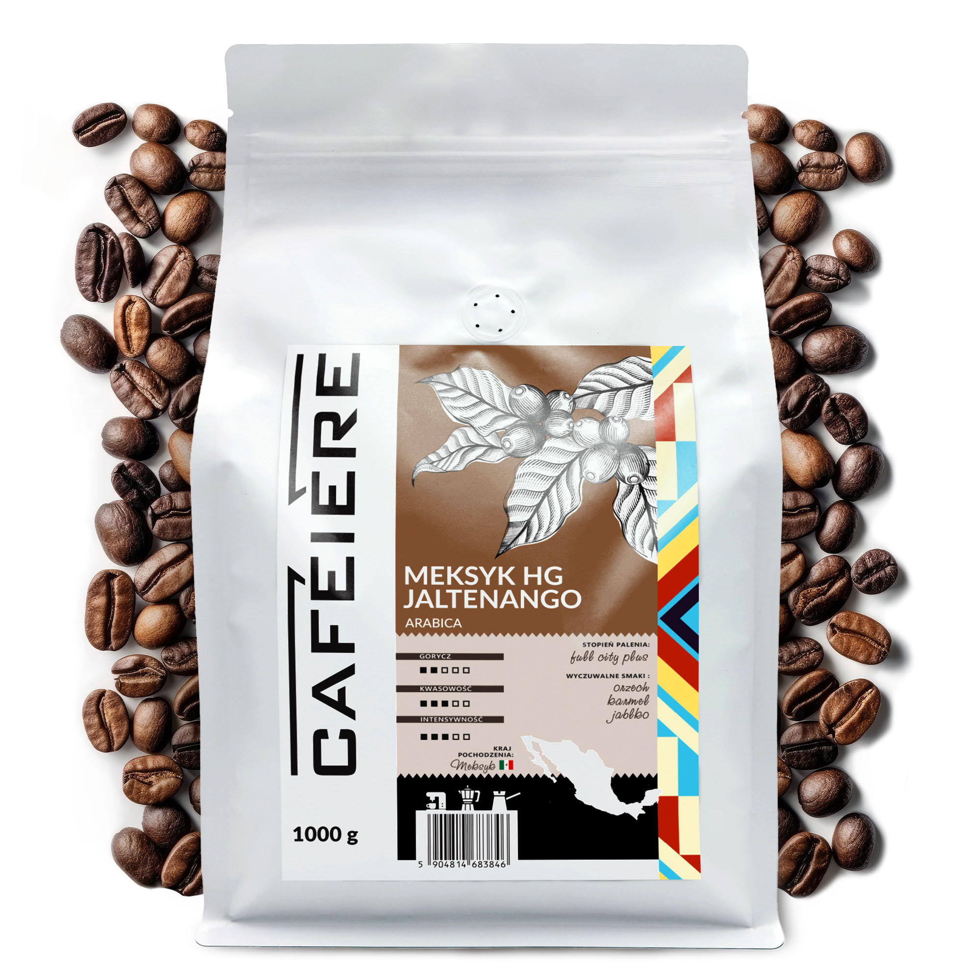 Levně Káva zrnková 1 kg Mexiko Hg Jaltenango 100% Arabica Čerstvě pražená