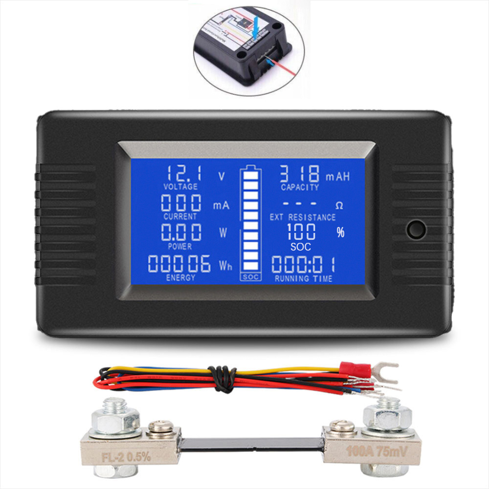 LCD DC Cyfrowy Monitor Woltomierz Amperomierz Watomierz Wskaźnik Baterii