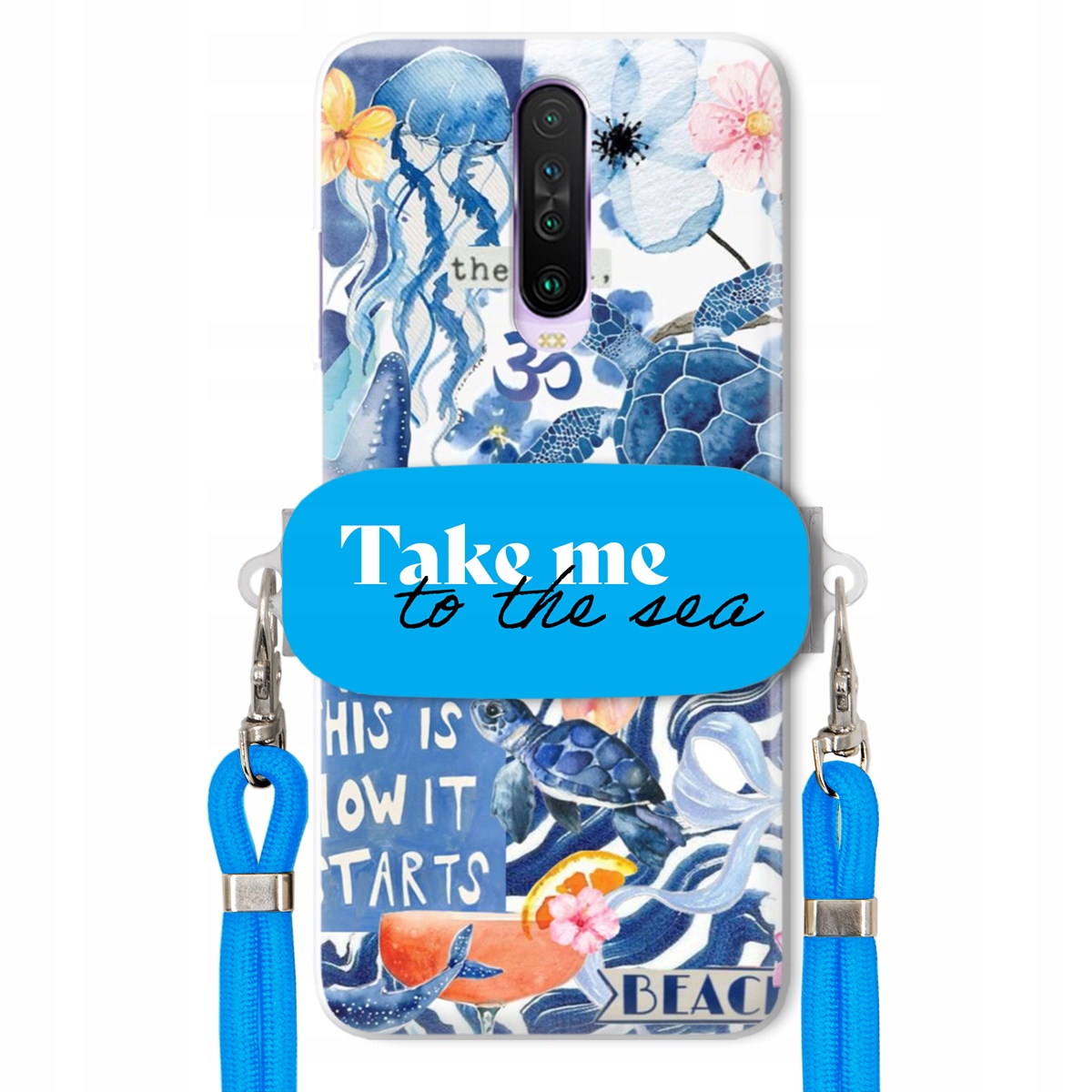 Pouzdro pro Xiaomi Redmi K30 Crossbody vodítko modré Držák Take Me To The Sea