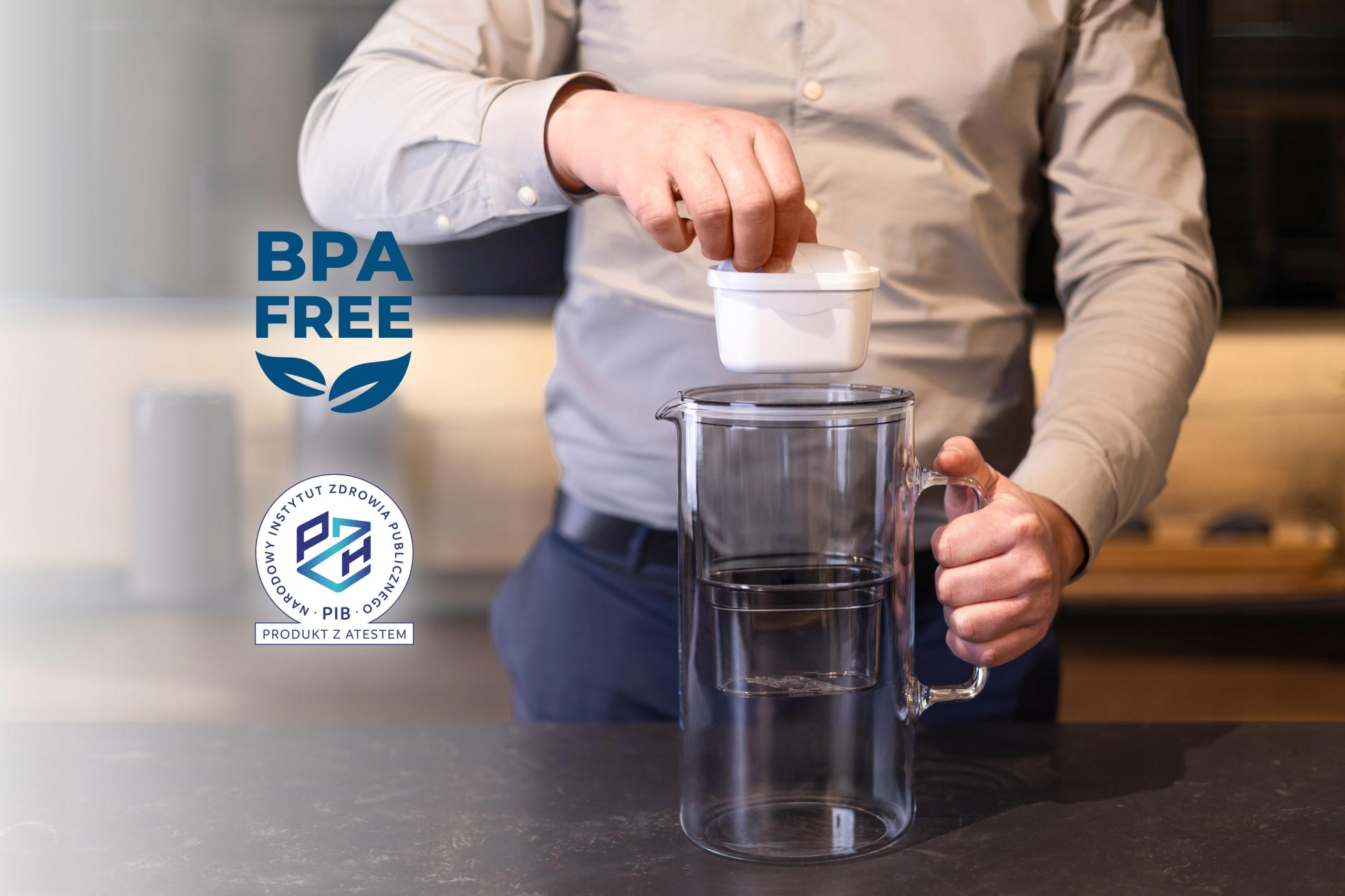 DZBANEK SZKLANY WESSPER D2 BOROSILICATE 3l + 10x FILTR WKŁAD WODY WESSPER Kolor dominujący srebrny/szary