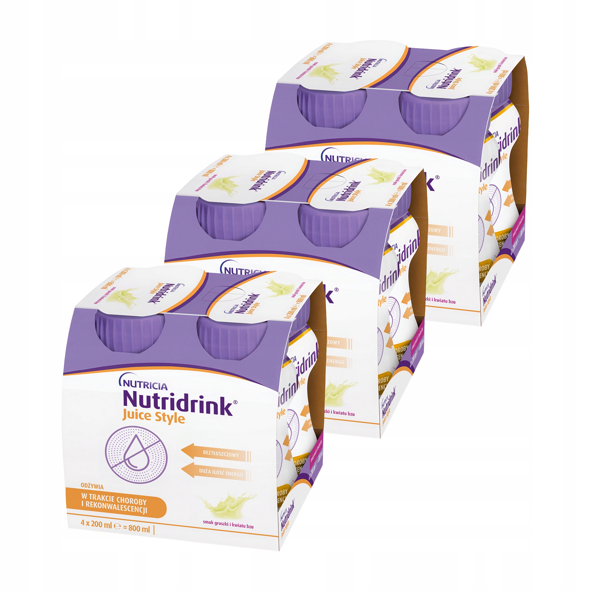 Nutridrink Juice Style o smaku gruszki i kwiatu bzu Zestaw 12 x 200 ml