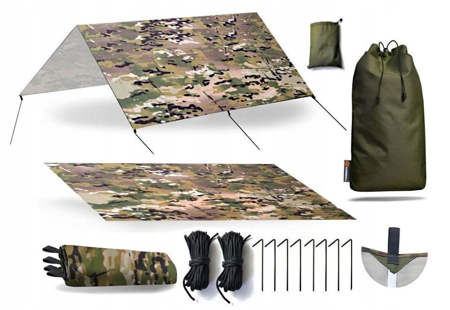 Tarp Camo stan 3x3 sada plachta kolíky Linky