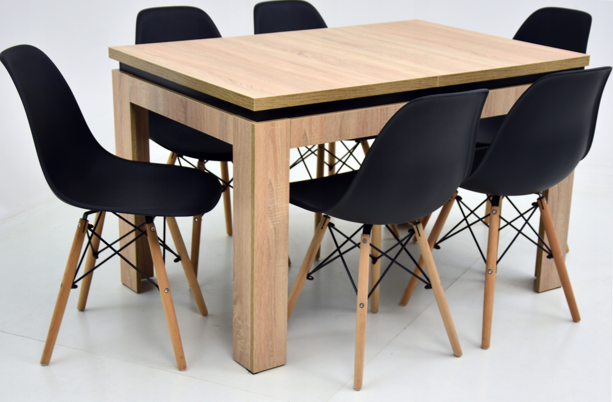 6 krzeseł SKANDYNAWSKIE i stół SONOMA 80x120/160 Marka Grande Meble