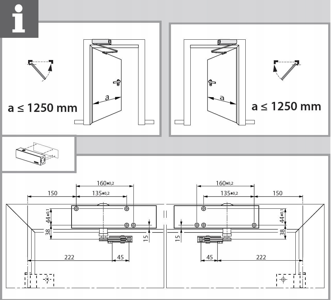 Samozamykacz GEZE TS 2000 NV BC z blokadą srebrny Typ drzwi jednoskrzydłowe